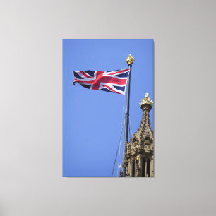 Toile Drapeau du Royaume-Uni survolant Westminster.