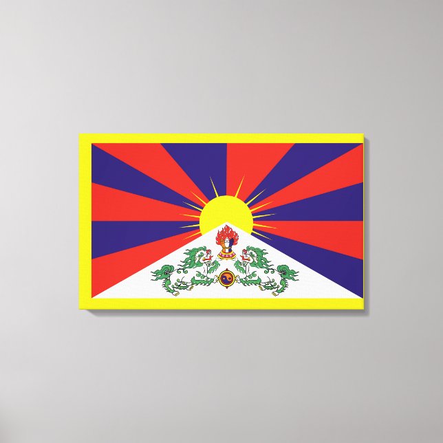 Toile Drapeau du Tibet - Drapeau du lion des neiges (Recto)