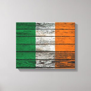 Toile Drapeau irlandais avec l'effet en bois