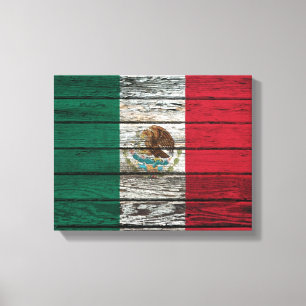 Toile Drapeau mexicain avec l'effet en bois approximatif