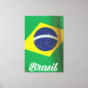 Toile Drapeau national de Brasil affiche de voyage