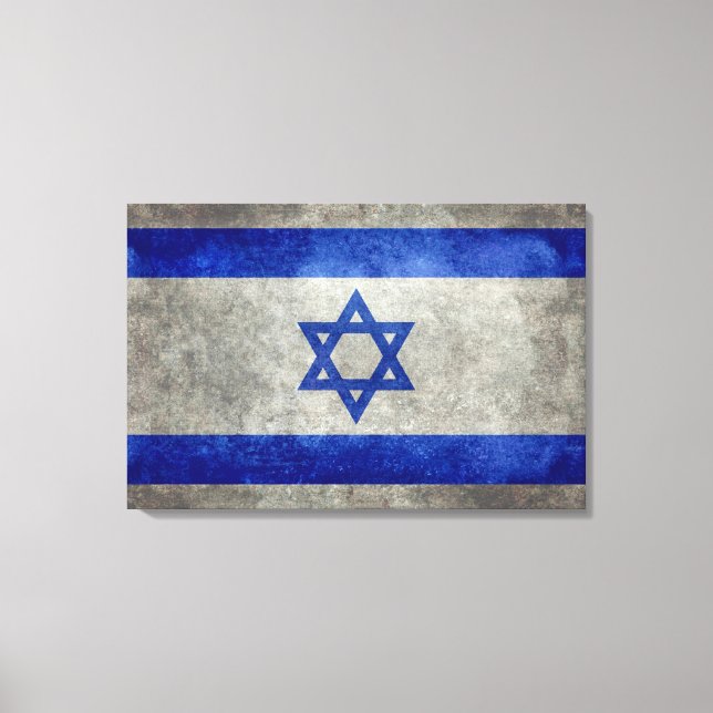 Toile Drapeau national israélien en texture pierre (Recto)