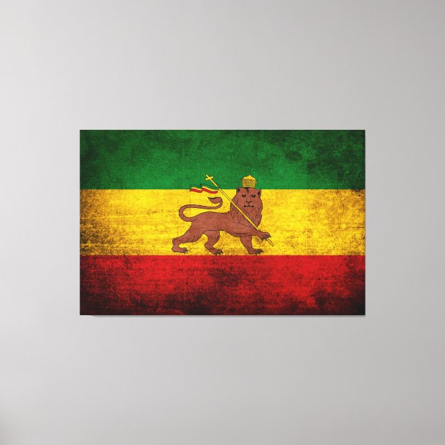 Toile Drapeau rastafarien vintage Grunge (Recto)