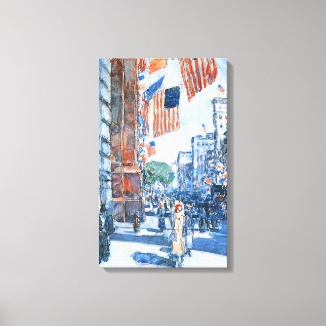 Toile Drapeaux Cinquième Avenue par Childe Hassam, Art V (Recto)