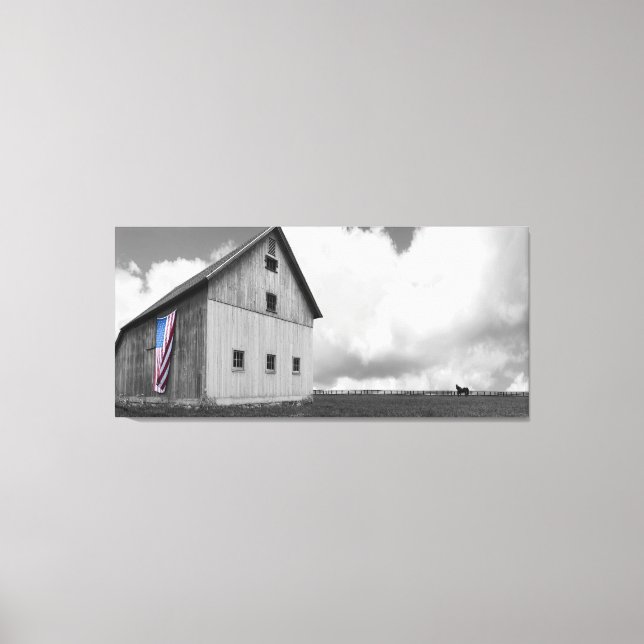 Toile Drapeaux de nos agriculteurs - Grange avec drapeau (Recto)