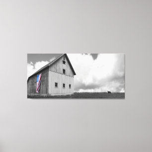 Toile Drapeaux de nos agriculteurs - grange avec le