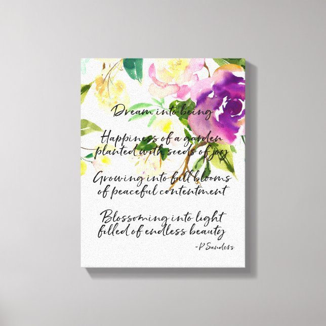 Toile Dream Poem Aquarelle violet Floral (Recto)
