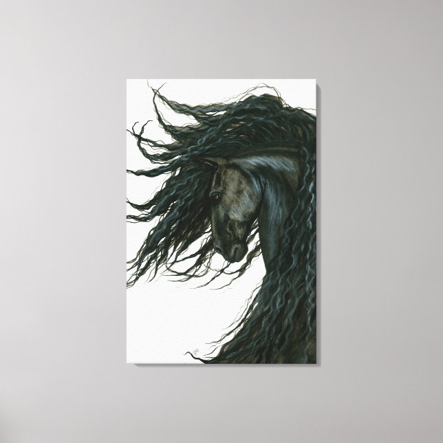 Toile DreamWalker Friesian Black Horse Art par Bihrle (Recto)
