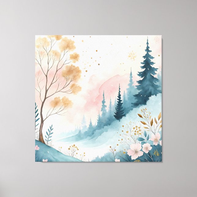 Toile Dreamy Pastel Abstrait Aquarelle Mur Art (Recto)