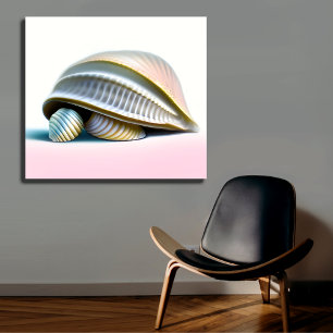 Toile Dreamy Pink Turtle Shell Beach Wall Art