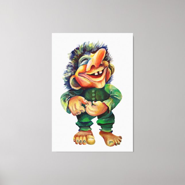 Toile Drôle Norse Troll Aquarelle Illustration (Recto)