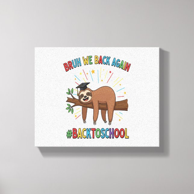 Toile Drôle Sloth Retour à l'école (Recto)