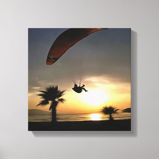 Toile Dropzone At Dusk Adventure Paraglider Art (Recto)
