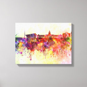 Toile Dublin skyline in background watercolor