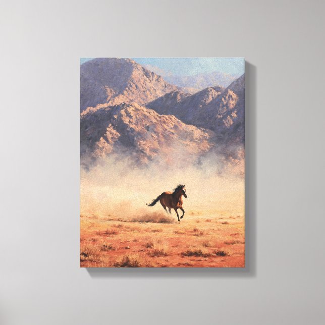 Toile Dust Storm Mustang Mountain Painting (Recto)