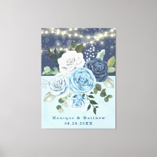 Toile Dusty Navy Blue Peony Mariage