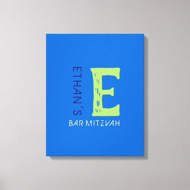 Toile E Monogram Initial Bar Bat mitzvah Panneau d'ouver (Recto)
