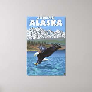 Toile Eagle chauve plongeant - Juneau, Alaska