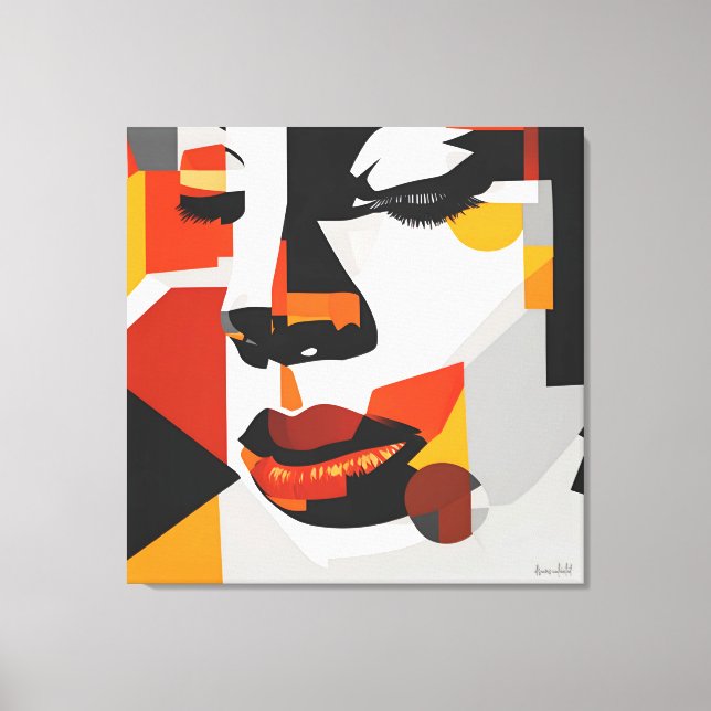 TOILE EARTHTONES PICASSO STYLE CUBIST PORTRAIT FEMME (Recto)