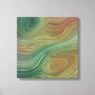 Toile Earthy Emerald Strata Agate d'encre verte et dor