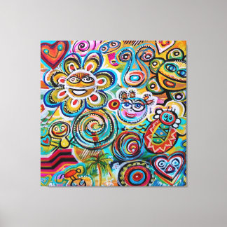 Toile Echos de Taino et Vejigantes - Art de Galina Can