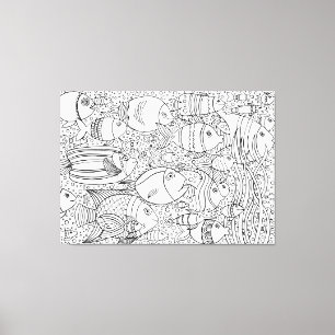 Toile École inspirée des poissons 6