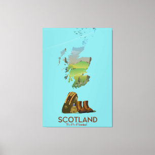 Toile Ecosse carte de voyage vintage randonnée