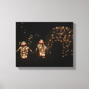 Toile Écran de lumière des fêtes de pingouins