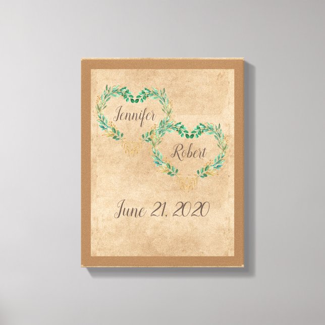 Toile Écriture Romantique Rustique de Mariage (Recto)