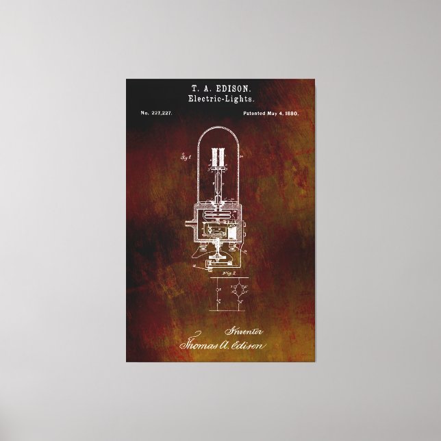 Toile Edison Lightbulb Patent 1880 (Recto)