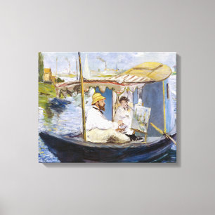 Toile Edouard Manet - Monet dans son bateau atelier