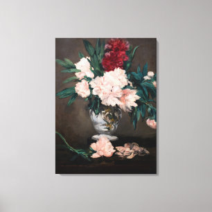 Toile Edouard Manet - Vase de pivoines sur petit piédest