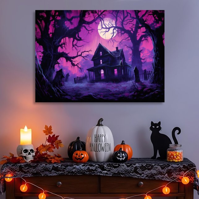 Toile Eerie Haunted Halloween Manor Canvas Imprimer (Créateur téléchargé)