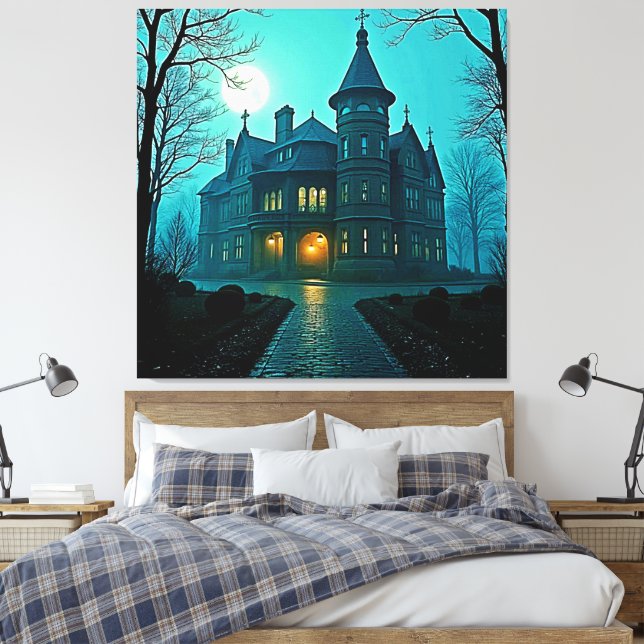 Toile Eerie Victorian Mansion Lune (Insitu(Chambre))