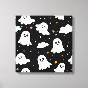 Toile Éffrayant mignon Halloween Ghost Nuageux Star Sky