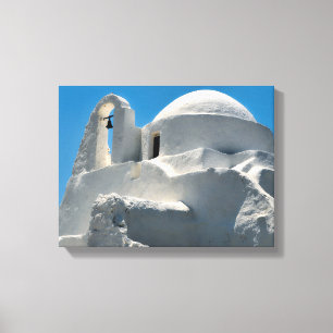 Toile Église blanchie à la chaux, Mykonos, Grèce
