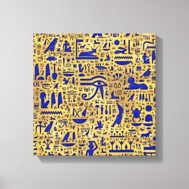 Toile Egyptian hieroglyphic Lapis Lazuli and Gold (Recto)