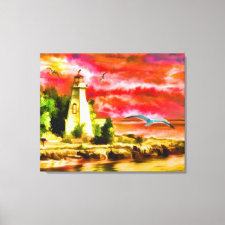 Toile El faro y las gaviotas