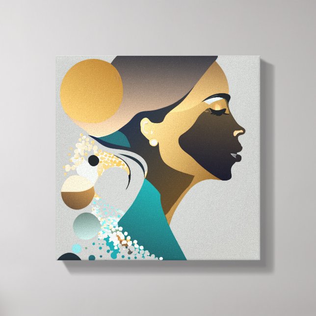 Toile Élégance abstraite en vert bleu et or # 1 (Recto)