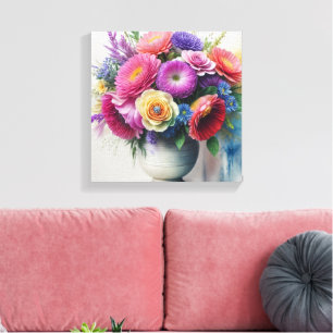 Toile Elégance de pierres précieuses Aquarelle vive Flor