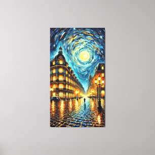 Toile Élégance Lune - Villes inspirées par Van Gogh