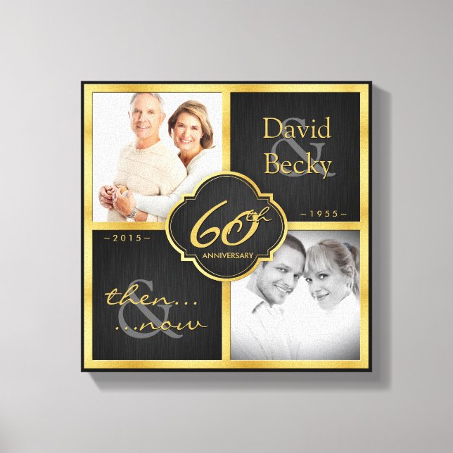 Toile Élégant 60e anniversaire de mariage Black and Gold (Recto)