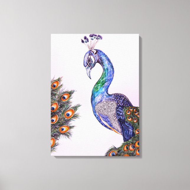 Toile Elégant aquarelle Peacock rose (Recto)
