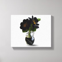 Elegant Black Floral Bouquet in Marble Vase.