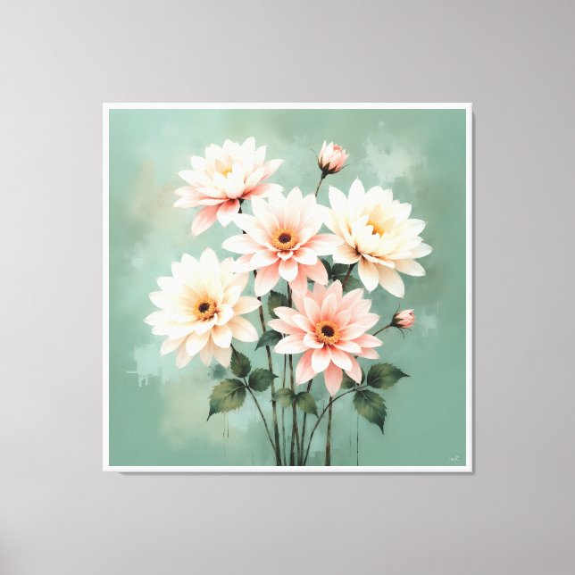 Toile Elegant Blush Chrysanthemum Art (Recto)