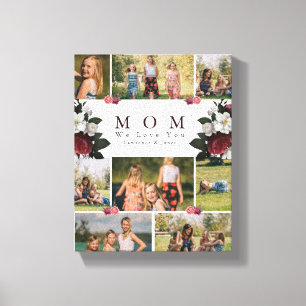 Toile Elégant Botanique Floral Maman 8 Photo Collage cad
