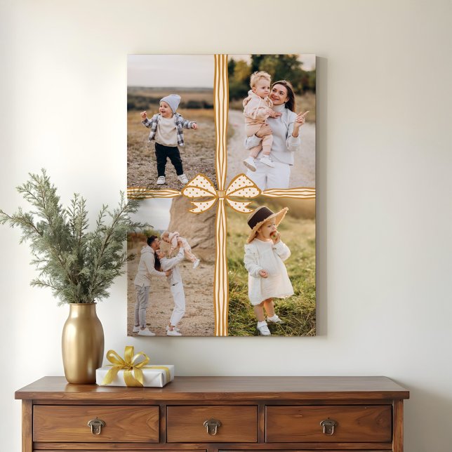 Toile Elegant Bow & Ribbon Present Family Photo Collage (Elegant Bow & Ribbon Present Family Photo Collage Canvas Print)
