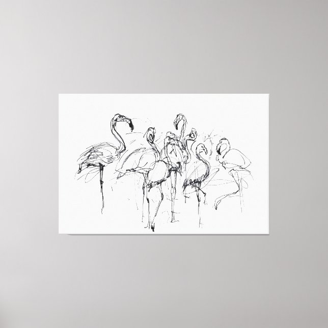 Toile Elégant croquis Flamant rose - Premium (Recto)