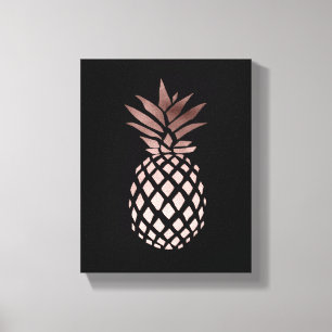 Toile élégant faux rose or tropical ananas