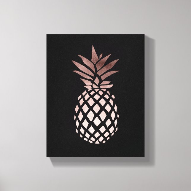 Toile élégant faux rose or tropical ananas (Recto)